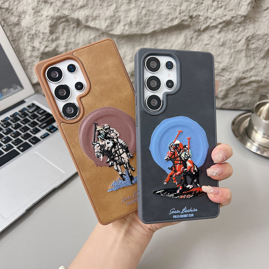 Samsung S24 Ultra 5G Premium US POLO Assn. Embroidery Leather case with Magsafe - Jockey 3