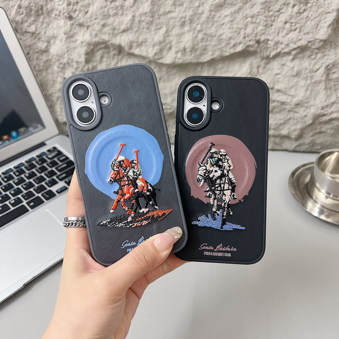 Apple iPhone 16 Plus Premium US POLO Assn. Embroidery Leather case with Magsafe - Jockey 1