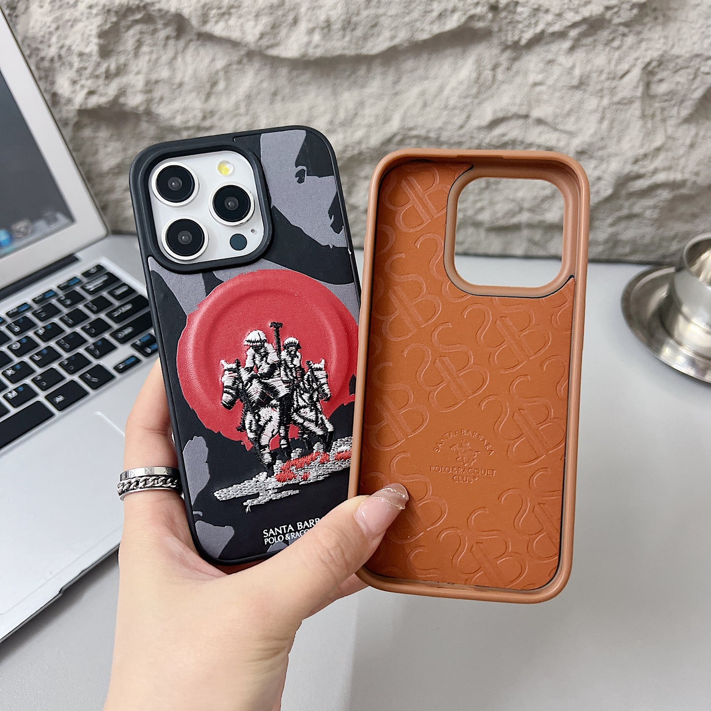 Apple iPhone Pro Series Premium US POLO Assn. Embroidery Leather case with Magsafe - Jockey 5