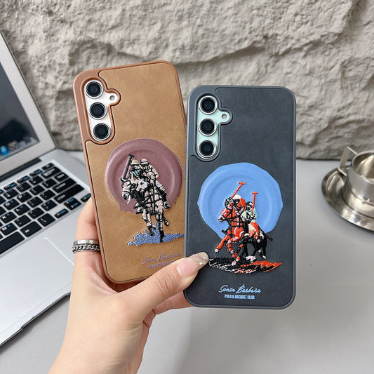 Samsung S23 FE 5G Premium US POLO Assn. Embroidery Leather case with Magsafe - Jockey 3