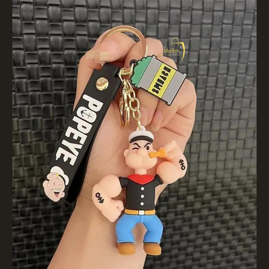 Combo (Pack of 2) Cute Cartoon 3D Silicon PVC KeyChain - Popoye