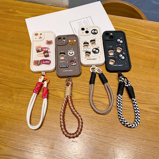 Apple iPhone Coffee Soft Silicone Lanyard Back Cover Case - Lanyard 1