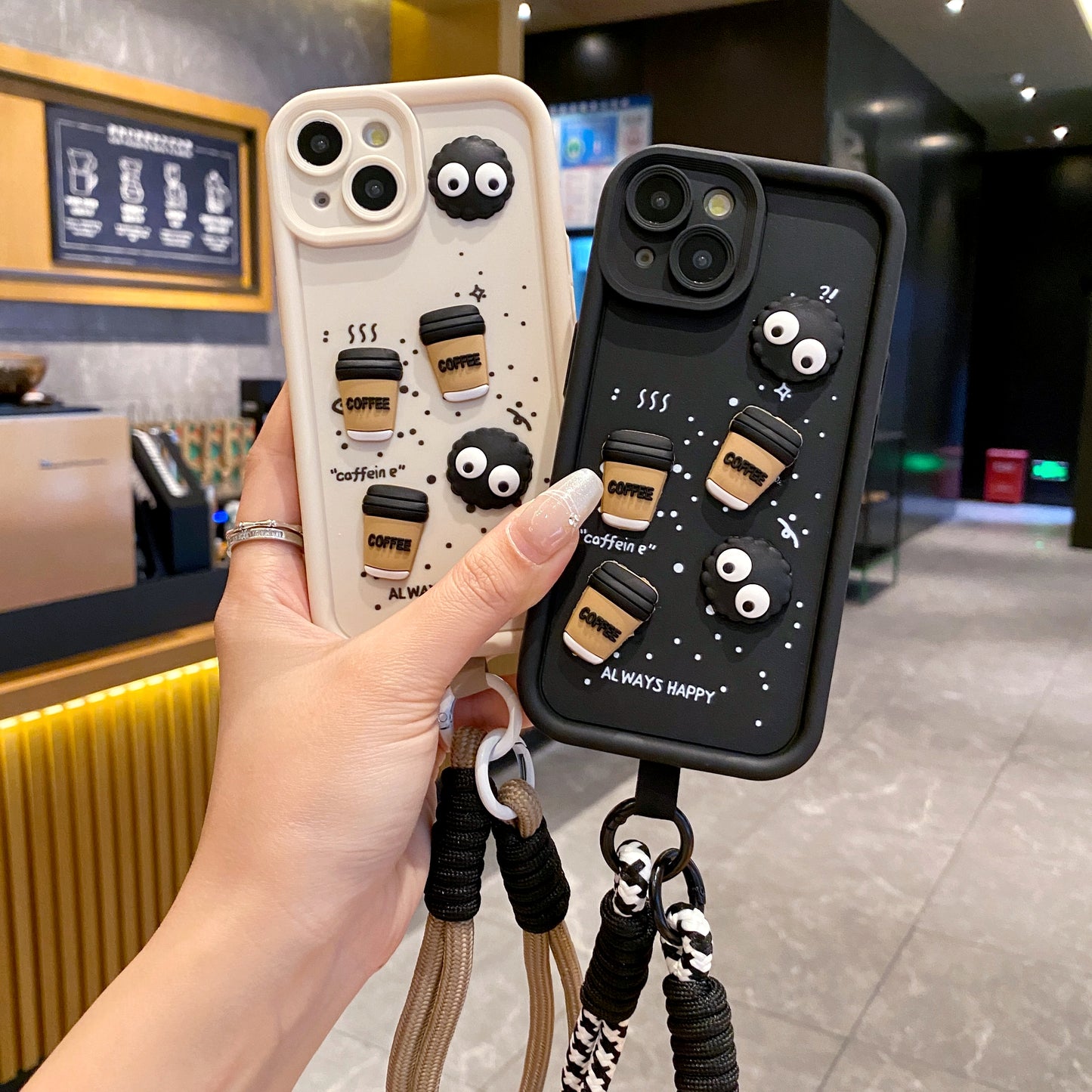 Apple iPhone Coffee Soft Silicone Lanyard Back Cover Case - Lanyard 1