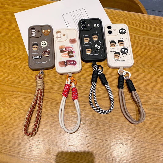 Apple iPhone 16 Series Coffee Soft Silicone Lanyard Back Cover Case - Lanyard 2