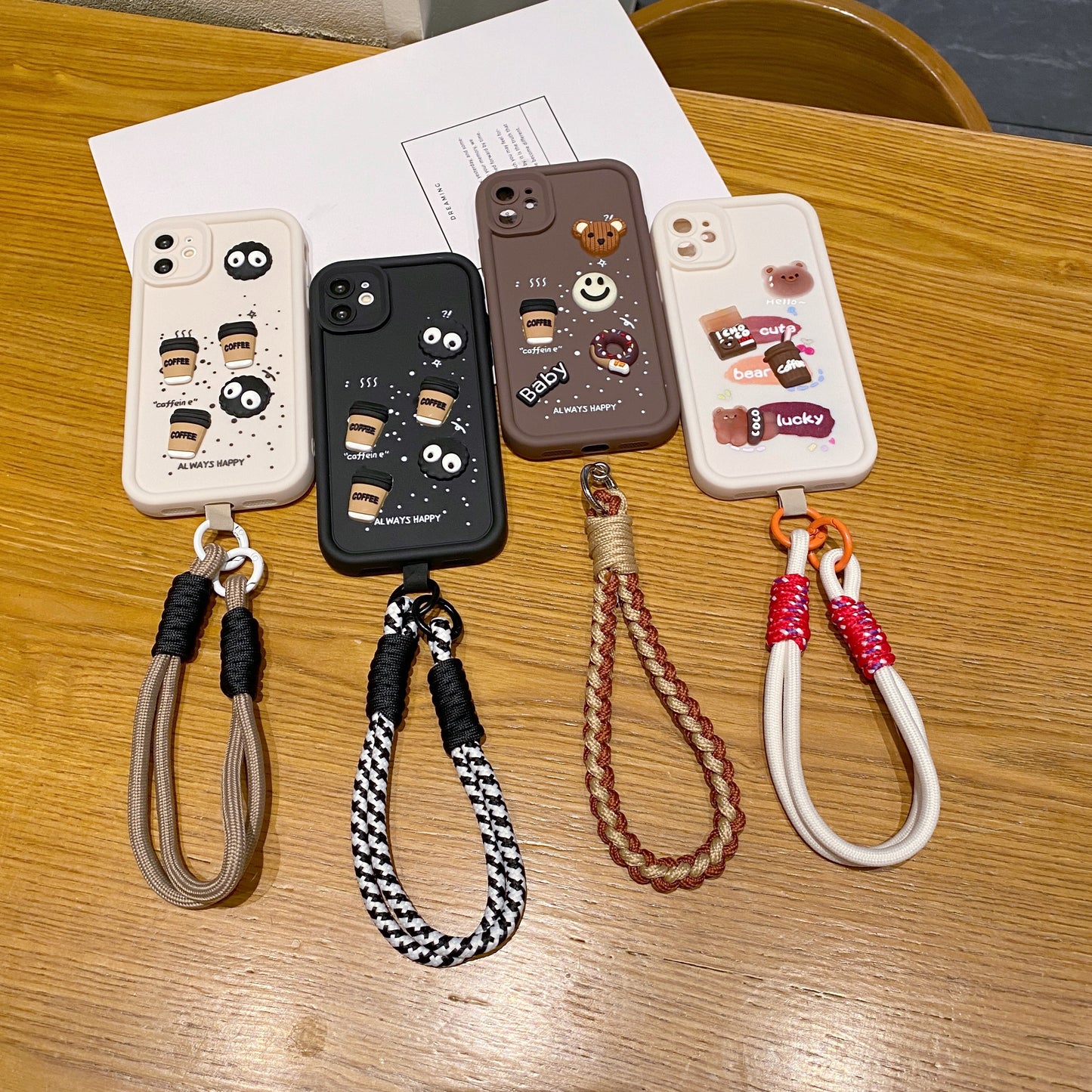 Apple iPhone Coffee 11/12 Soft Silicone Lanyard Back Cover Case - Lanyard 3