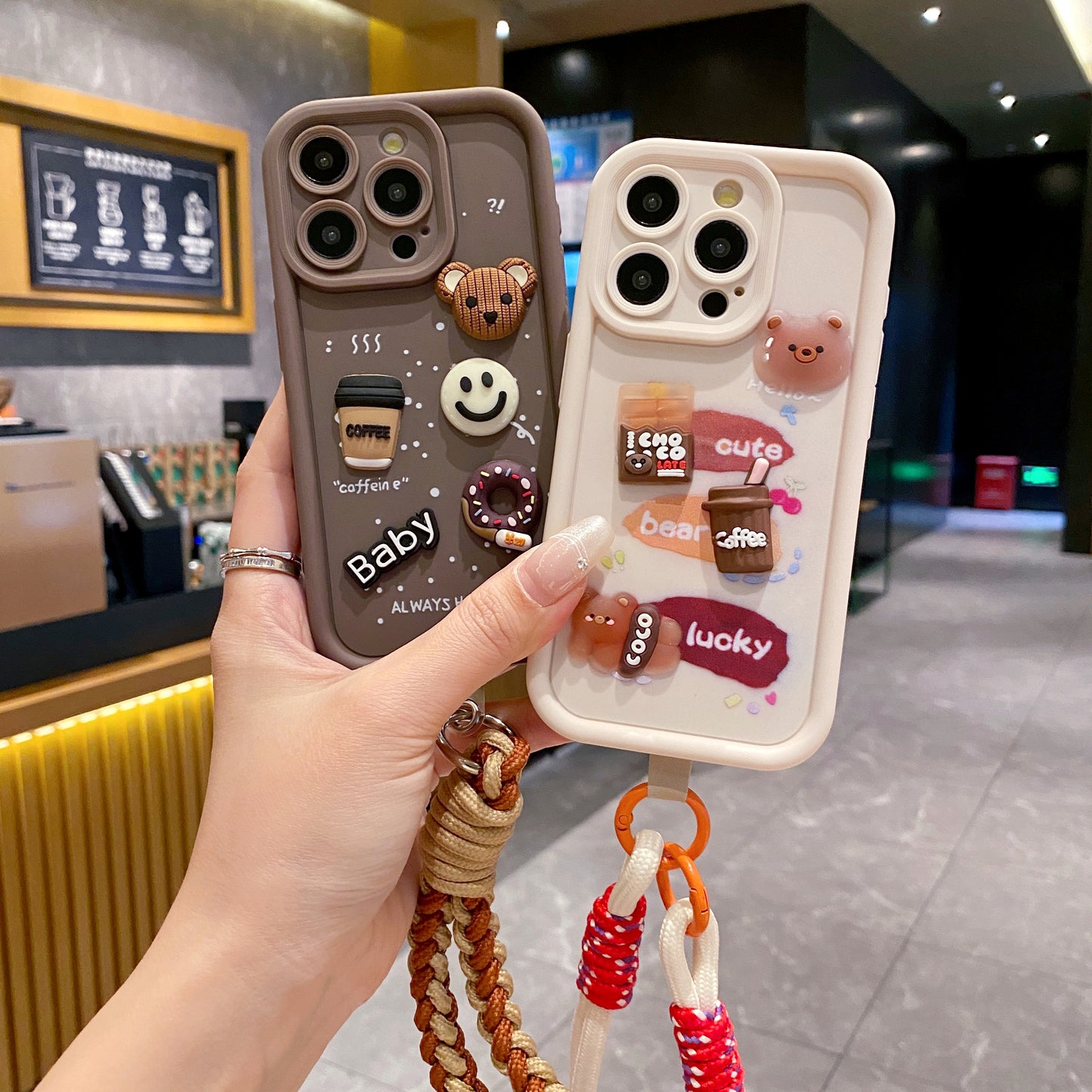 Apple iPhone Pro Series Coffee Soft Silicone Lanyard Back Cover Case - Lanyard 2