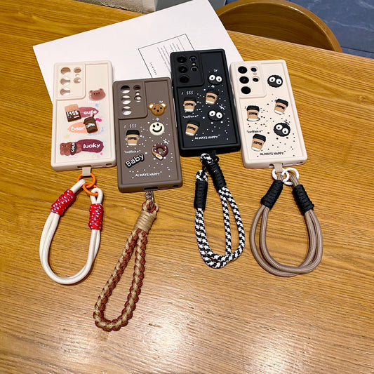 Samsung S24 Ultra 5G Coffee Soft Silicone Lanyard Back Cover Case - Lanyard 1