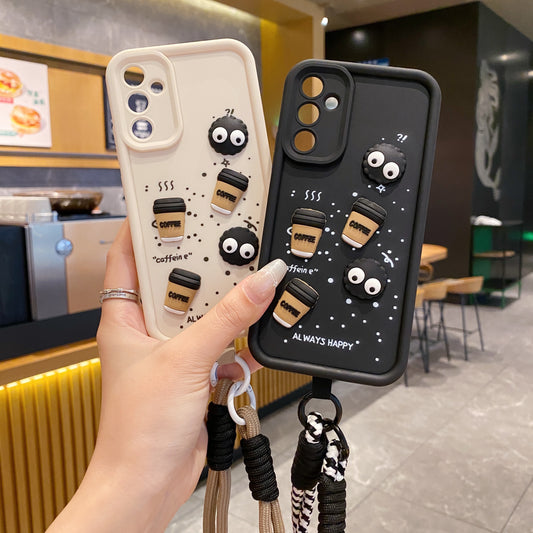 Samsung M15 5G Coffee Soft Silicone Lanyard Back Cover Case - Lanyard 1