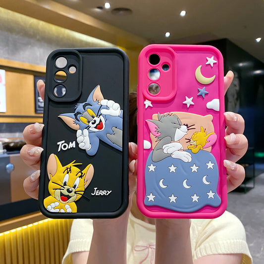 Samsung A15 5G Tom & Jerry Soft Silicone Cute 3D Cartoon Back Cover Case - Tom & Jerry