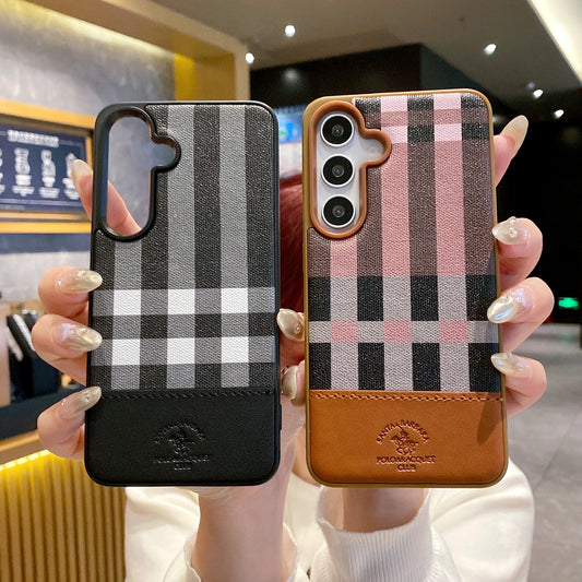 Samsung S24 5G Branded Premium Polo Leather Back Case - Black