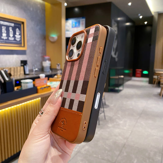 Apple iPhone Pro series Branded Premium Polo Leather Back Case - Black