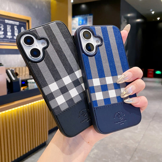 Apple iPhone 16 Series Branded Premium Polo Leather Back Case - Black