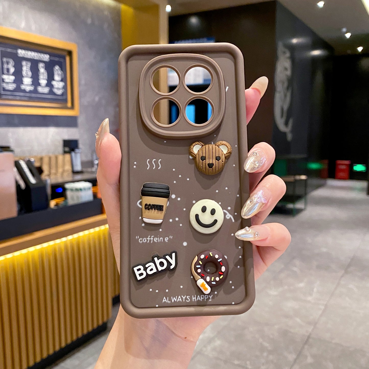 Redmi Note 14 Pro 5G Coffee Soft Silicone Cute 3D Cartoon Back Cover Case - Brown