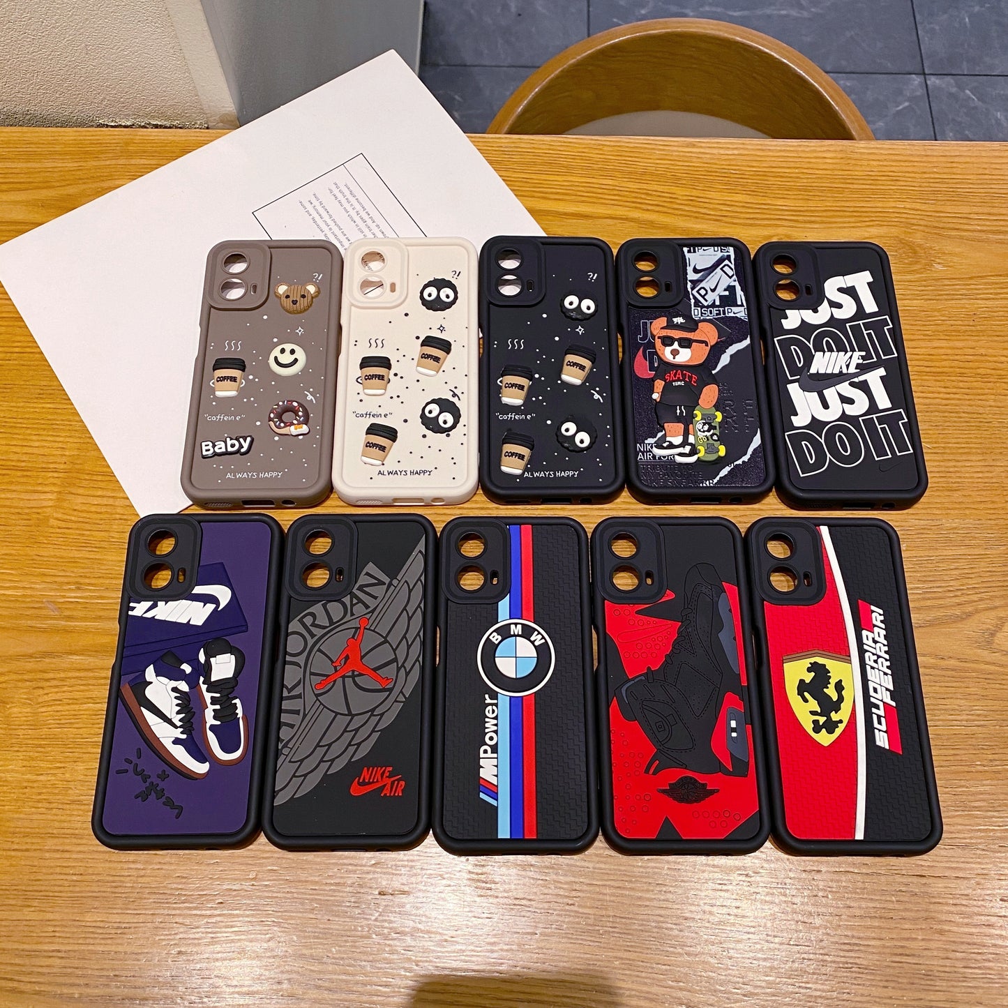 Motorola Moto EDGE 50 Fusion / G96 5G Coffee Soft Silicone Cute 3D Cartoon Back Cover Case -Black