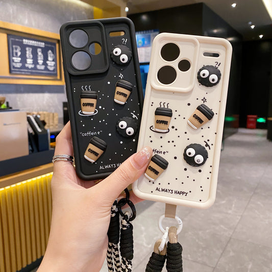 Redmi Note 13 Pro Plus 5G Coffee Soft Silicone Lanyard Back Cover Case - Lanyard 2