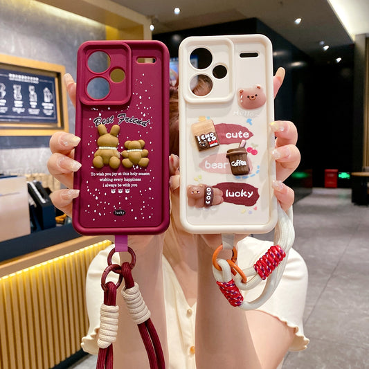 Redmi Note 13 Pro Plus 5G Coffee Soft Silicone Lanyard Back Cover Case - Lanyard 4