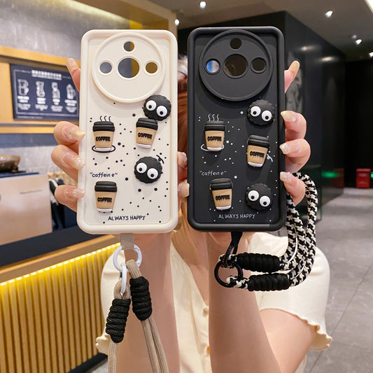 Realme 11 Pro/11 Pro Plus 5G Coffee Soft Silicone Lanyard Back Cover Case - Lanyard 1