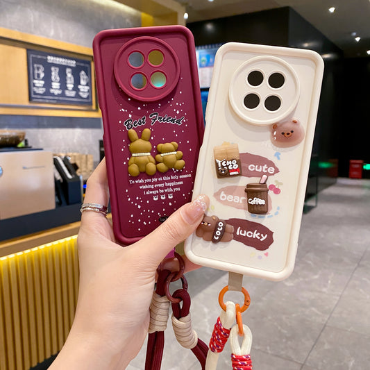 Realme 12/12X 5G Coffee Soft Silicone Lanyard Back Cover Case - Lanyard 4