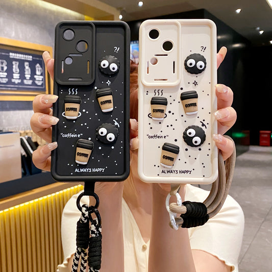 Vivo V30 5G Coffee Soft Silicone Lanyard Back Cover Case - Lanyard 2