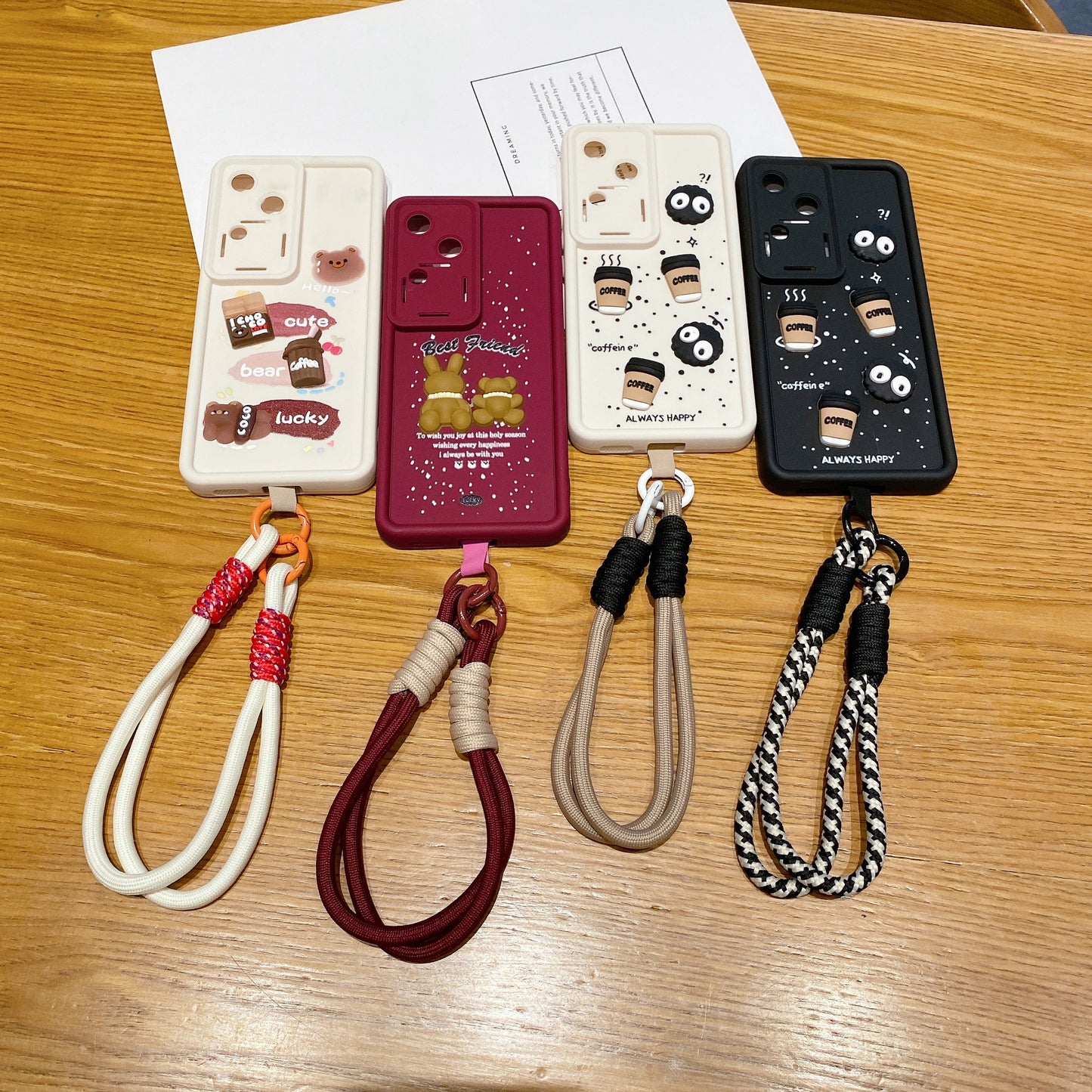 Vivo V30 5G Teddy Bear Soft Silicone Lanyard Back Cover Case - Lanyard 3