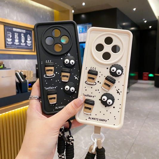 Oppo F27 Pro Plus 5G Coffee Soft Silicone Lanyard Back Cover Case - Lanyard 1