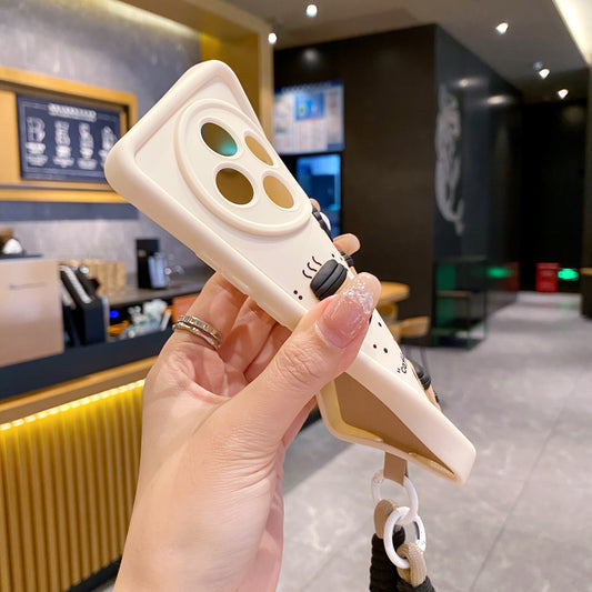 Oppo F27 Pro Plus 5G Coffee Soft Silicone Lanyard Back Cover Case - Lanyard 2