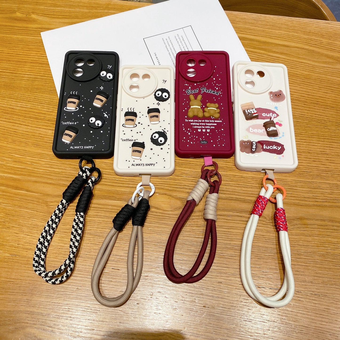 Vivo V30e 5G Coffee Soft Silicone Lanyard Back Cover Case - Lanyard 1