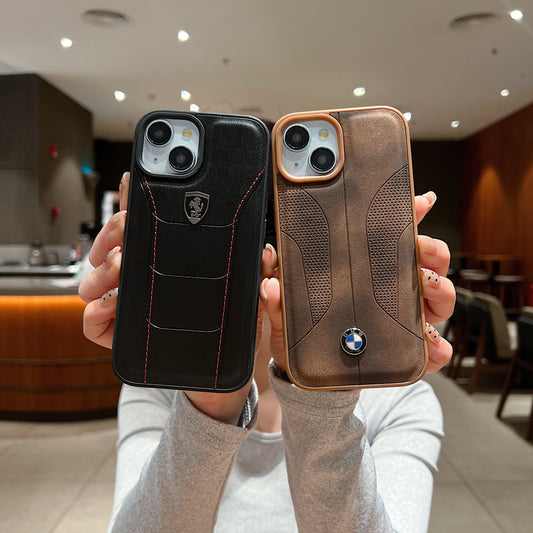Apple iPhone 13 Luxury Branded Car Logo Leather Designer Case- BMW 2