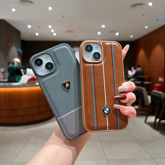 Apple iPhone 15 Pro Luxury Branded Car Logo Leather Designer Case- BMW 1