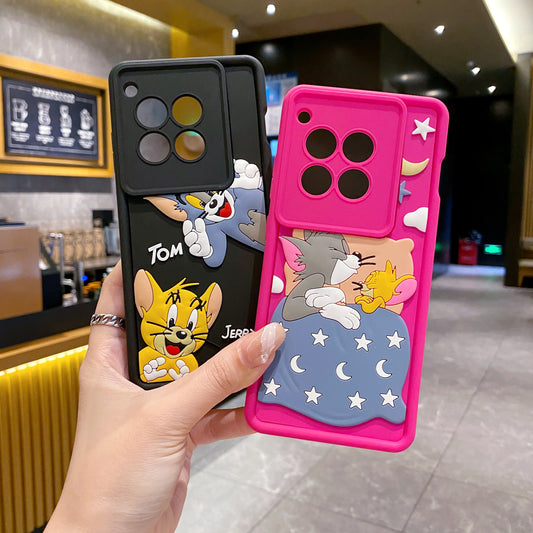 OnePlus 12R 5G Tom & Jerry Soft Silicone Cute 3D Cartoon Back Cover Case - Tom & Jerry