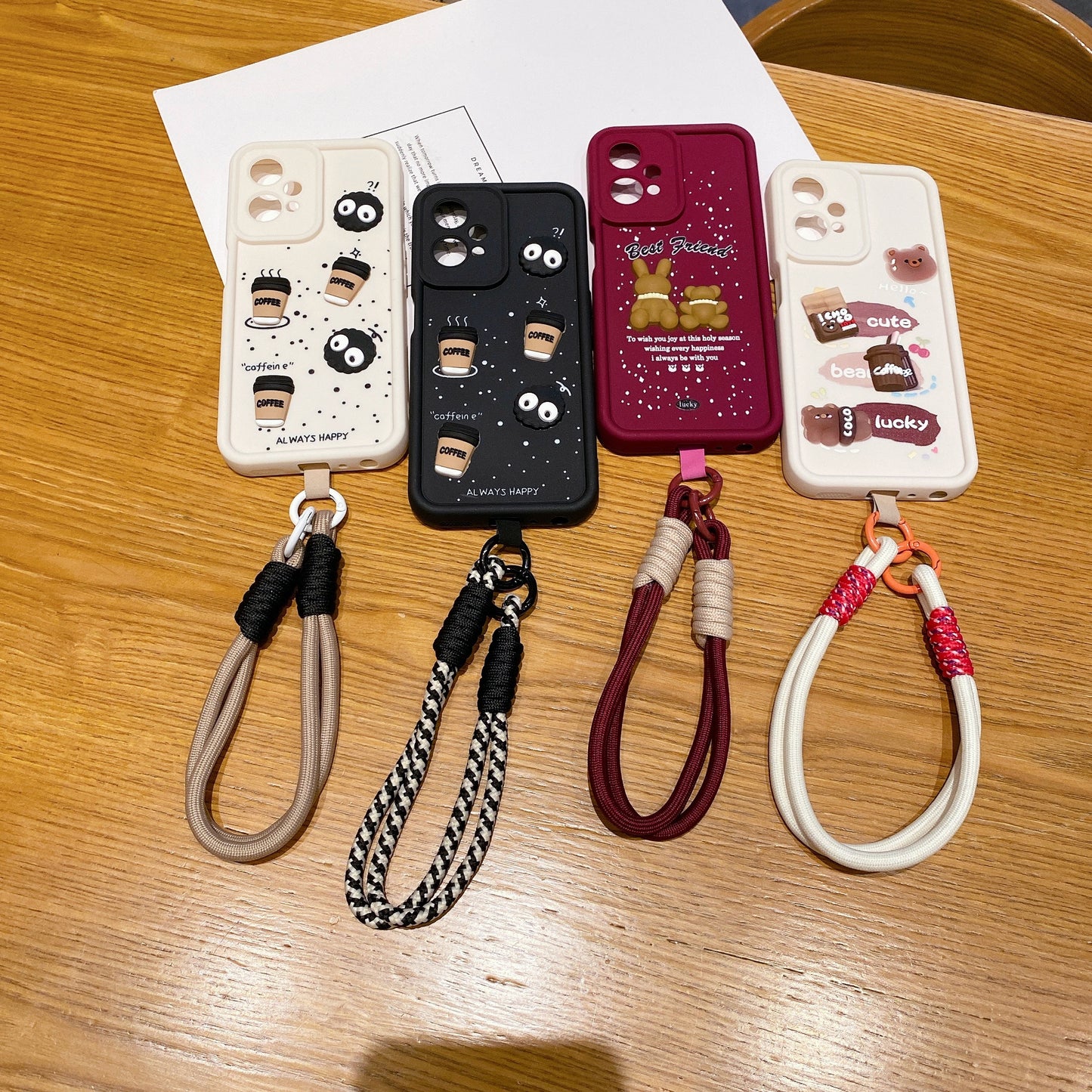 Samsung A15 5G Coffee Soft Silicone Lanyard Back Cover Case - Lanyard 1