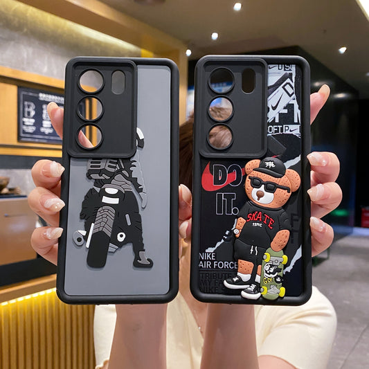 Vivo V29 5G Moto Rider Soft Silicone Cute 3D Cartoon Back Cover Case - Moto Rider