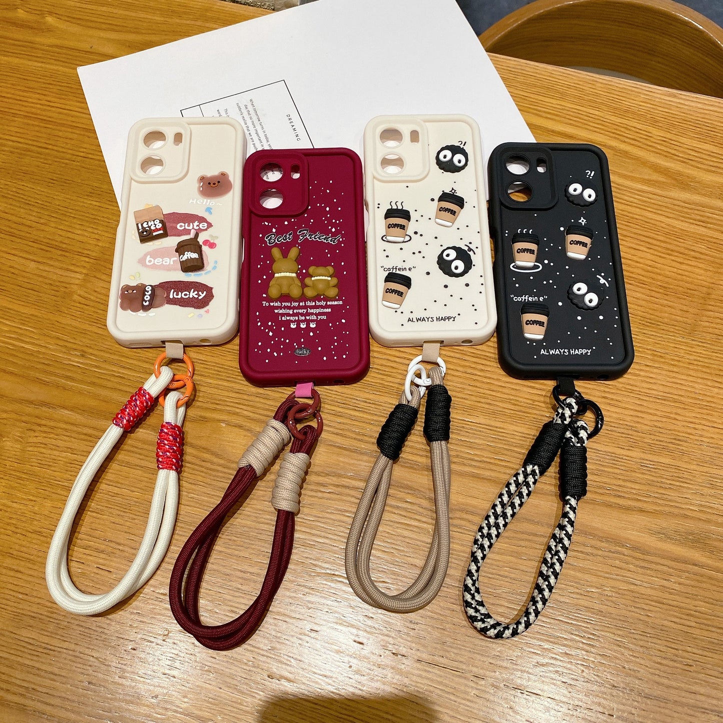 Vivo Y16 5G Teddy Bear Soft Silicone Lanyard Back Cover Case - Lanyard 3