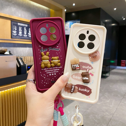 Realme 12 Pro/12 Pro+ 5G Coffee Soft Silicone Lanyard Back Cover Case - Lanyard 3