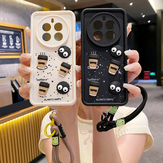 Realme 12 Pro/12 Pro+ 5G Coffee Soft Silicone Lanyard Back Cover Case - Lanyard 2