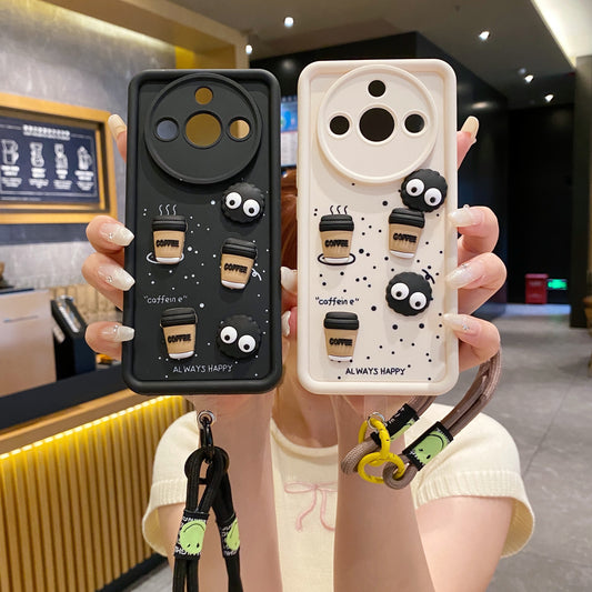 Realme 11 Pro/11 Pro Plus 5G Coffee Soft Silicone Lanyard Back Cover Case - Lanyard 2