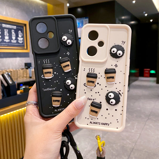 OnePlus Nord CE 3 Lite 5G Coffee Soft Silicone Lanyard Back Cover Case - Lanyard 2