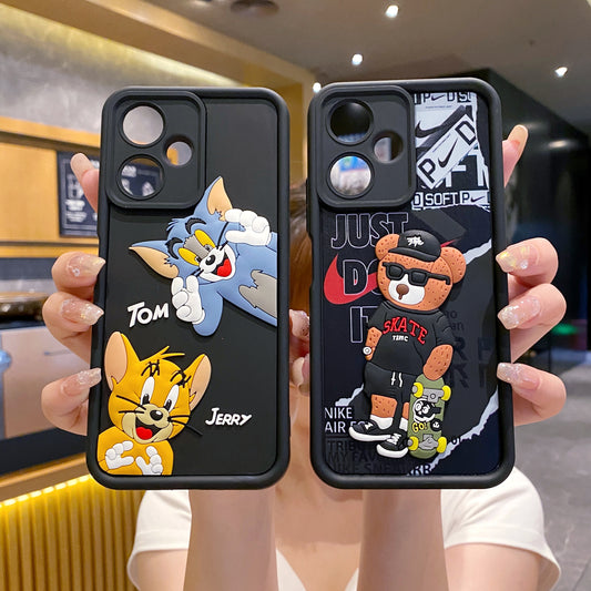Redmi 13c 5G Bear Soft Silicone Cute 3D Cartoon Back Cover Case - Bear
