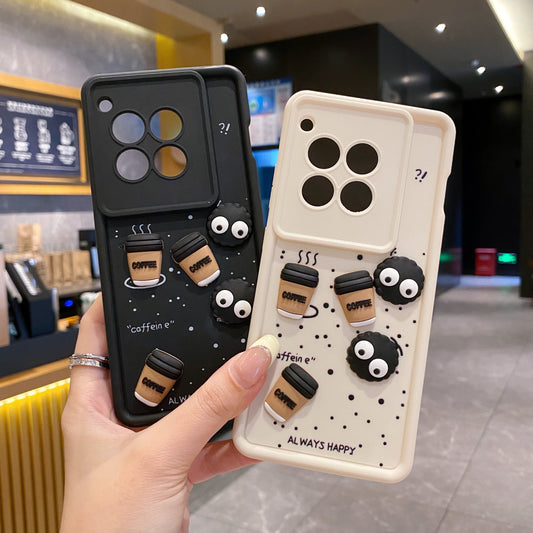 OnePlus 12R 5G Coffee Soft Silicone Cute 3D Cartoon Back Cover Case - Cream White