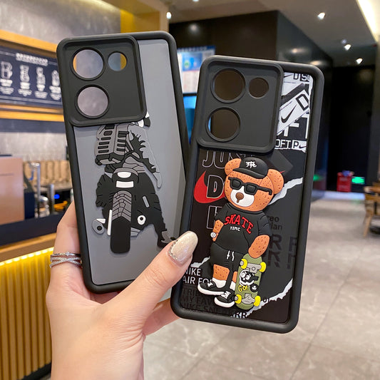 Vivo Y200 Pro 5G Moto Rider Soft Silicone Cute 3D Cartoon Back Cover Case - Moto Rider