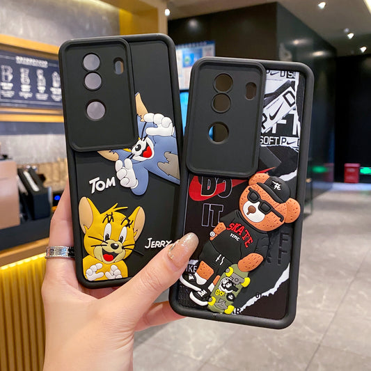 Vivo V40e/iQoo Z9s 5G Bear Soft Silicone Cute 3D Cartoon Back Cover Case - Bear