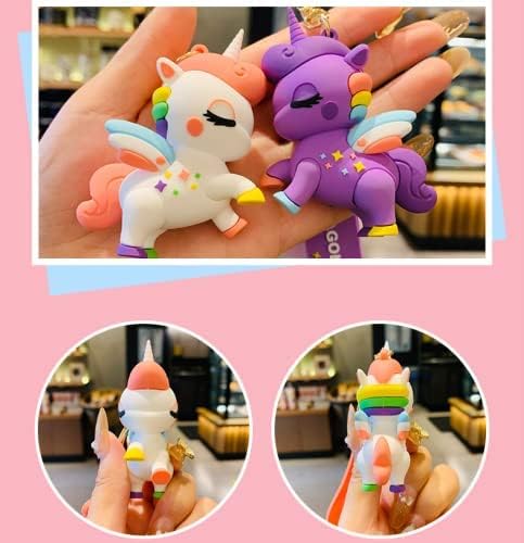 Combo (Pack Of 2) Cute Cartoon 3D Silicon PVC KeyRings - Unicorn 2