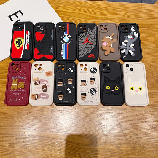 Apple iPhone Soft Silicone Cute 3D Cartoon Back Cover Case - Ferrari