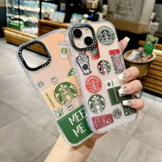 Apple iPhone New IMD Starbucks Design Gradient Back Case - Pattern 7