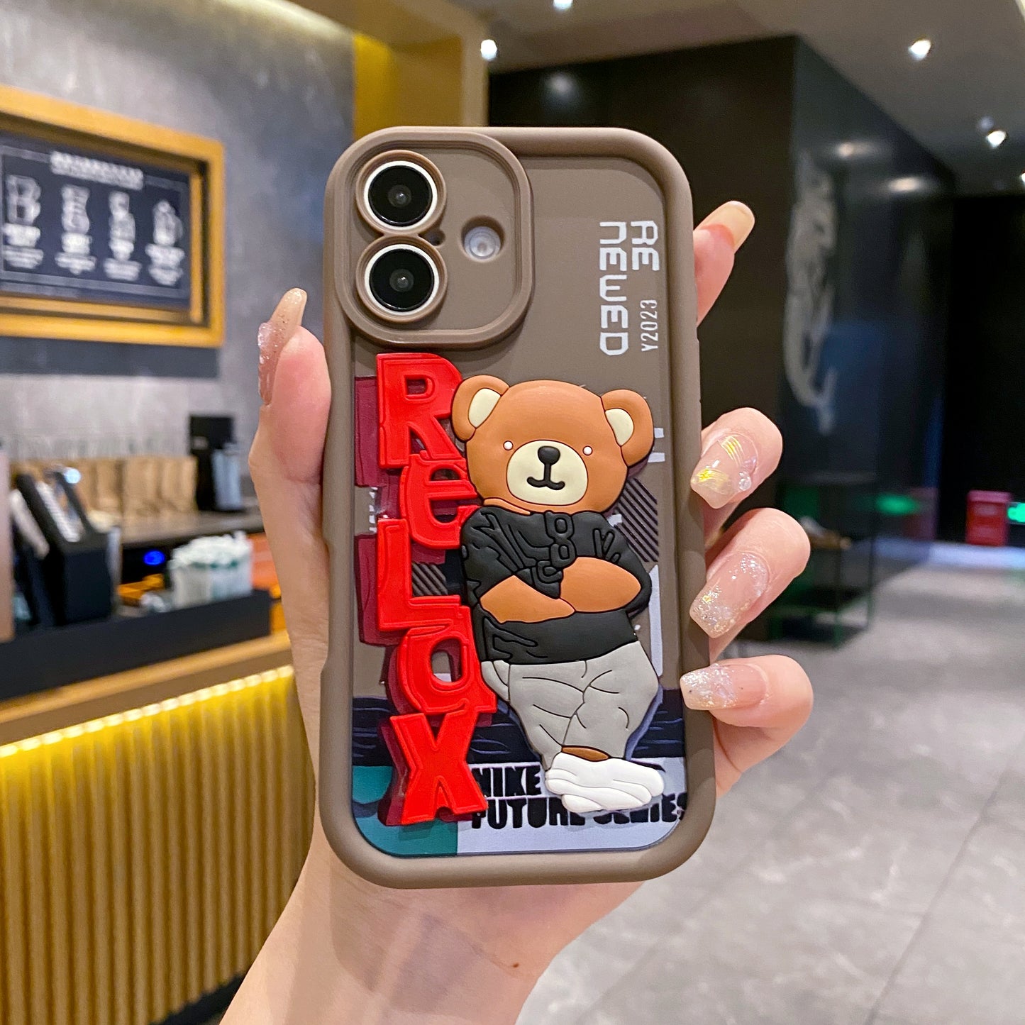 Apple iPhone 16 Series Bear Soft Silicone Cute 3D Cartoon Back Cover Case - Bear 2