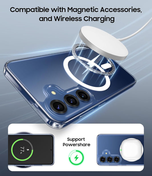 Samsung S25 5g Anti Yellow Clear Magsafe Back Case Cover - White