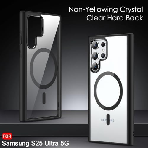 Samsung S25 Ultra 5g Anti Yellow Clear Magsafe Back Case Cover - Black