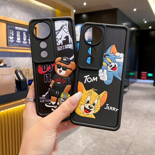 Vivo V40/V40 Pro/T3 Ultra 5g Bear Soft Silicone Cute 3D Cartoon Back Cover Case - Bear