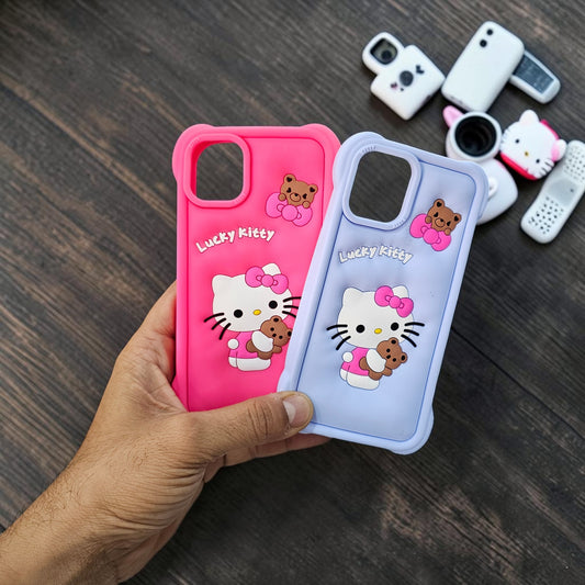 (Pack Of 2)Apple iPhone 13 Premium Hello Kitty Soft Silicone Girlish Back Cover - Combo 1