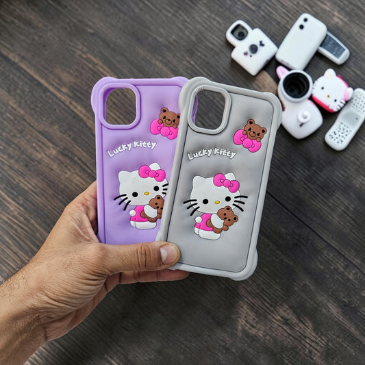 (Pack Of 2)Apple iPhone 13 Premium Hello Kitty Soft Silicone Girlish Back Cover - Combo 2